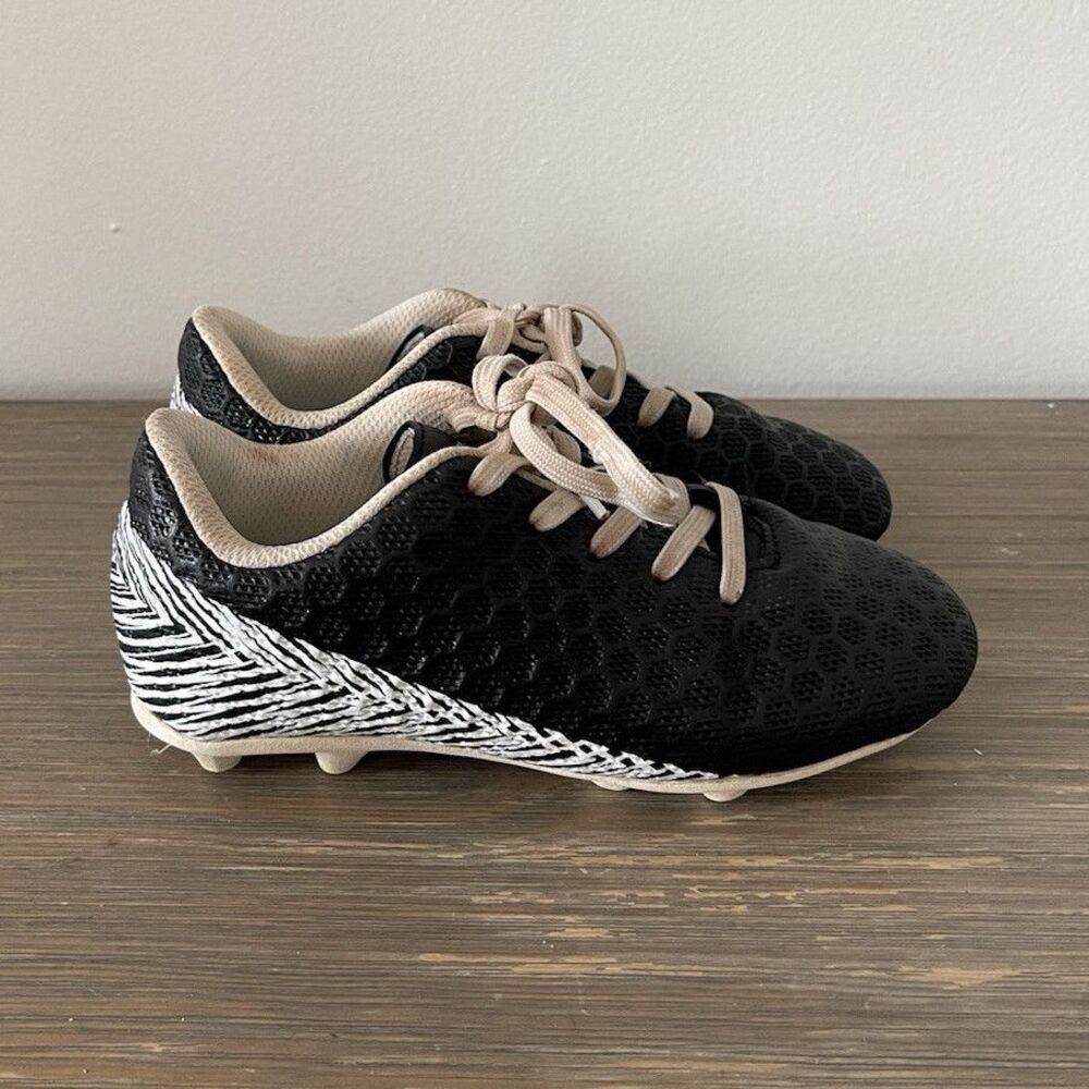 BomKinta Youth Soccer Cleats Black White Soccer Shoes for Youth Soccer Players